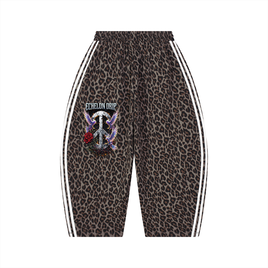 Unisex Leopard Barrel Leg Sweatpants