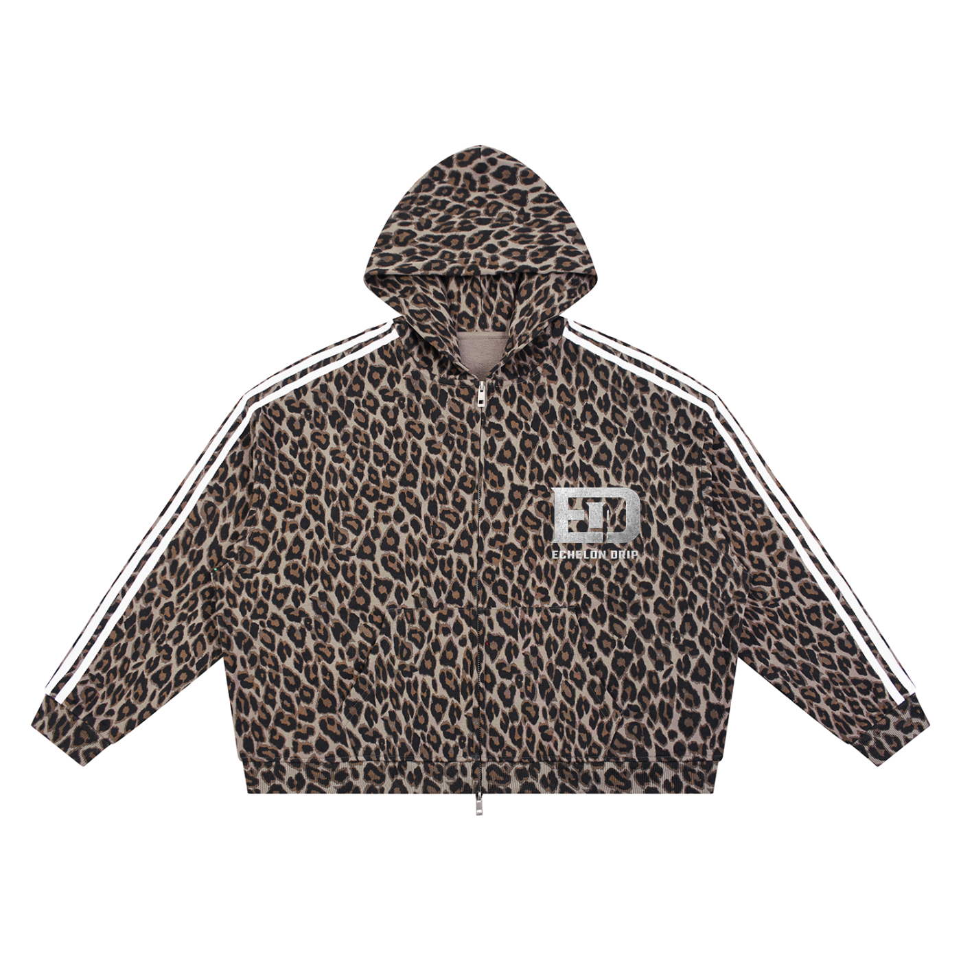 Unisex Leopard Full Zip Hoodie