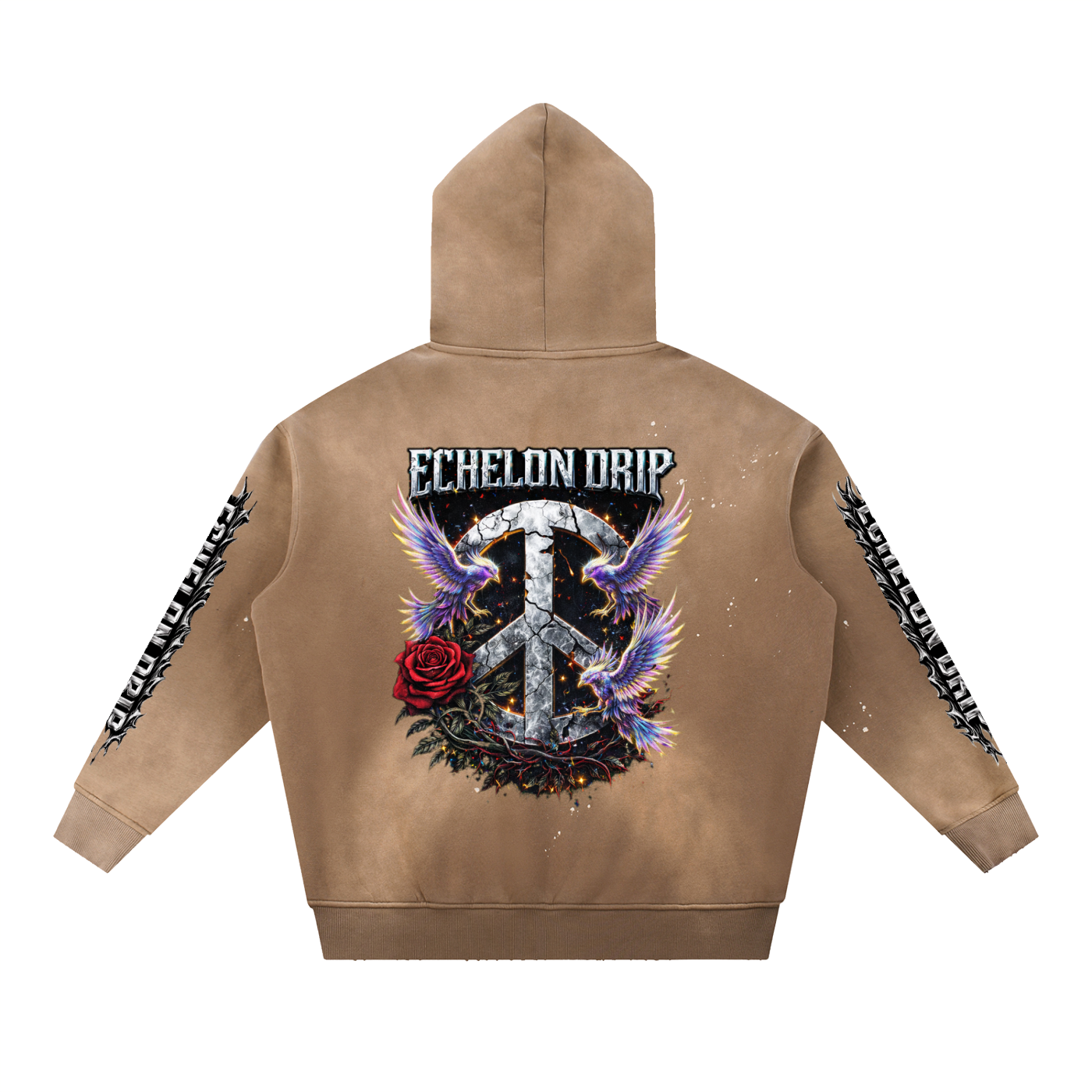Vintage Washed Frayed Fleece Hoodie