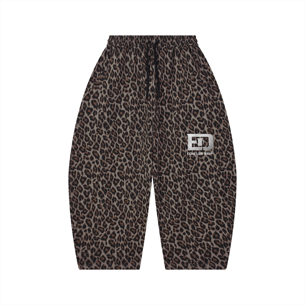 Unisex Leopard Barrel Leg Sweatpants