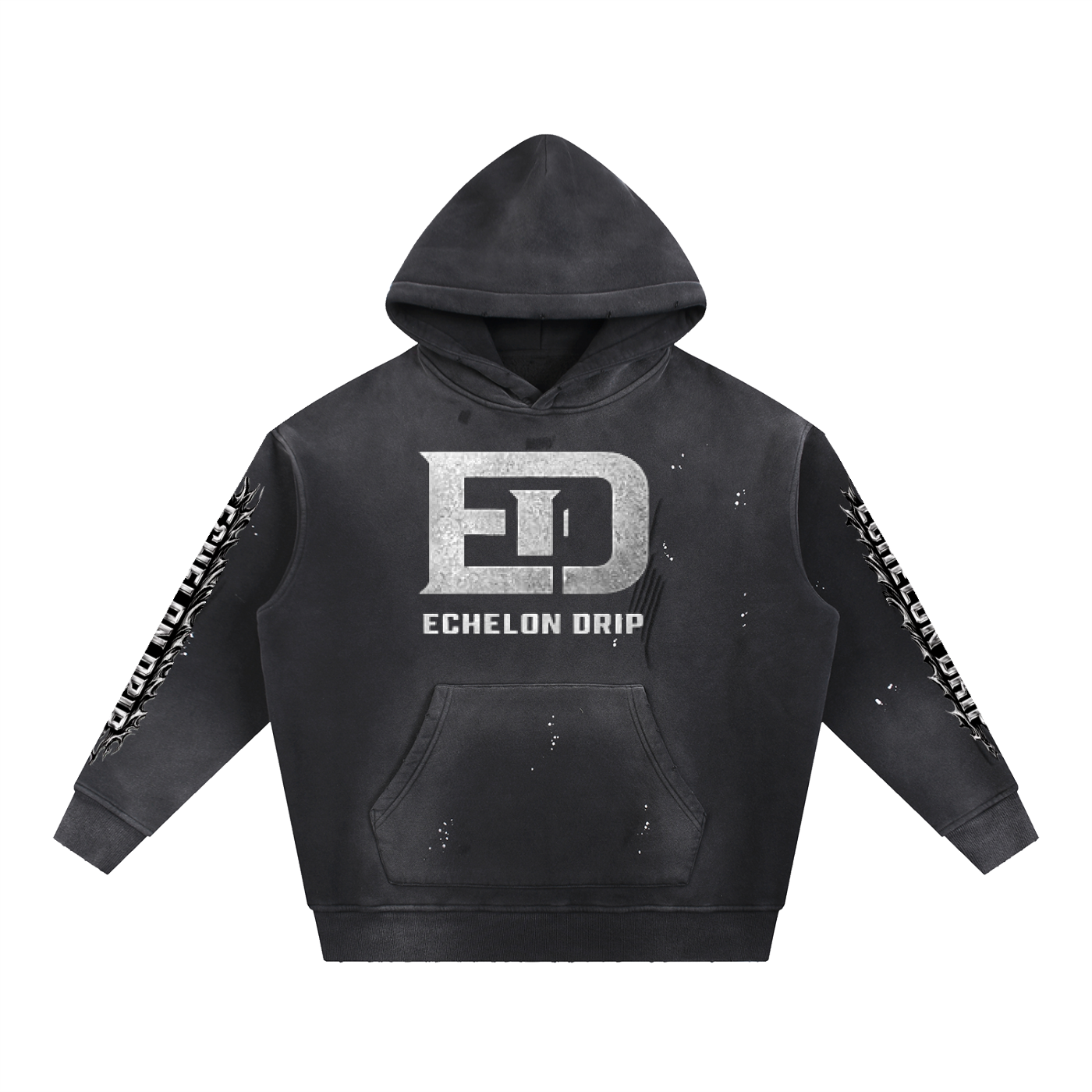 Vintage Washed Frayed Fleece Hoodie