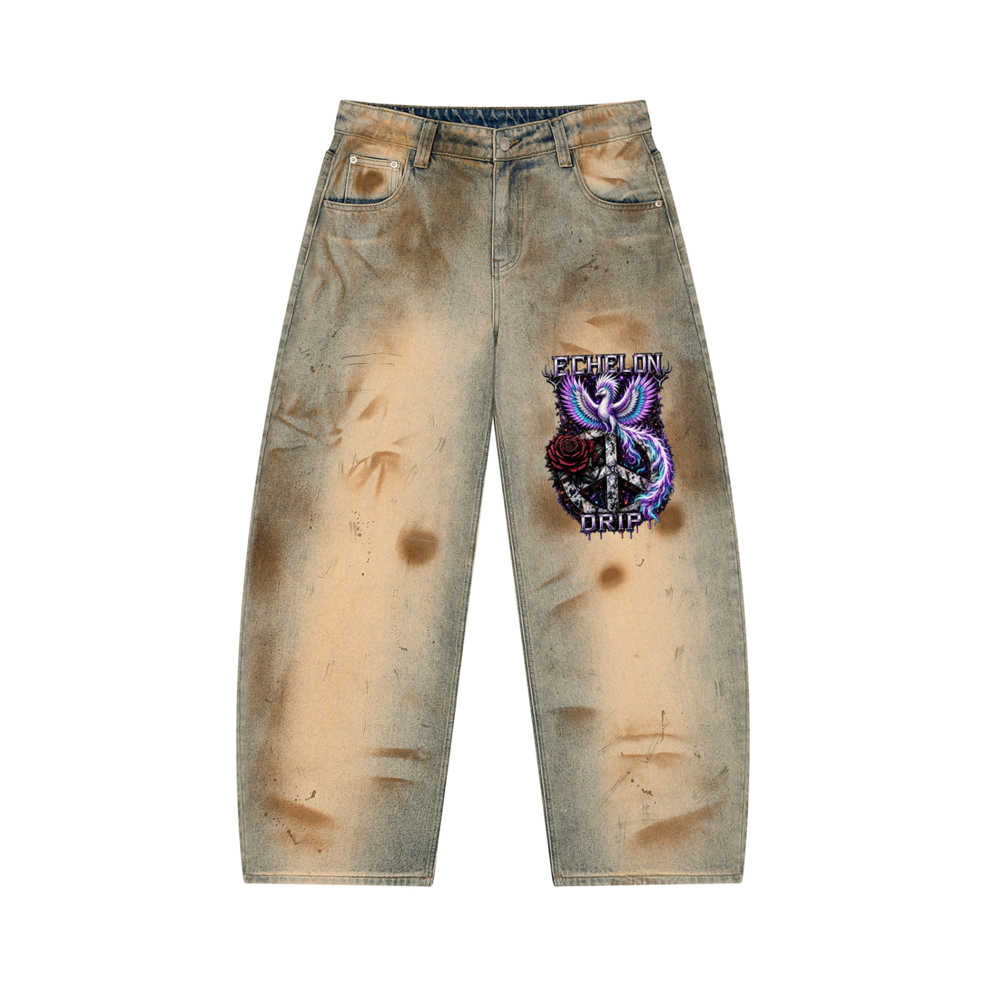 Echelon Men’s Vintage Wash Barrel Leg Jeans