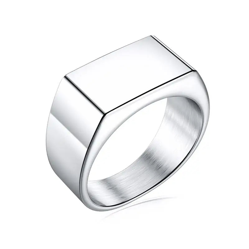 Classic Frosted/Smooth Tops Men's  Signet Ring