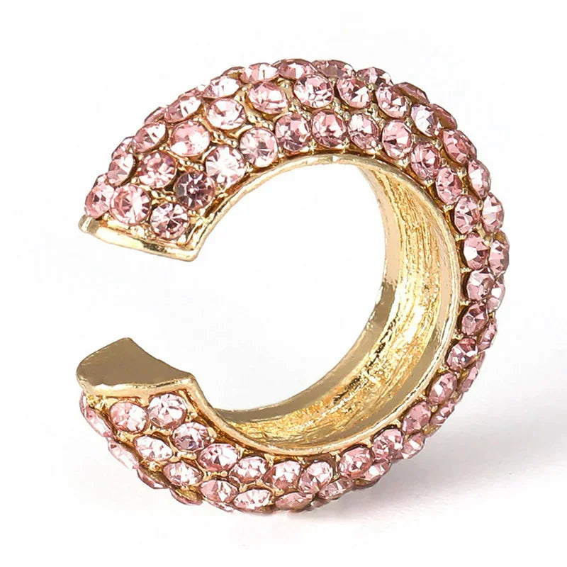 C-Shape Colorful Rhinestones Bohemian Ear Cuff Luxury Clip On