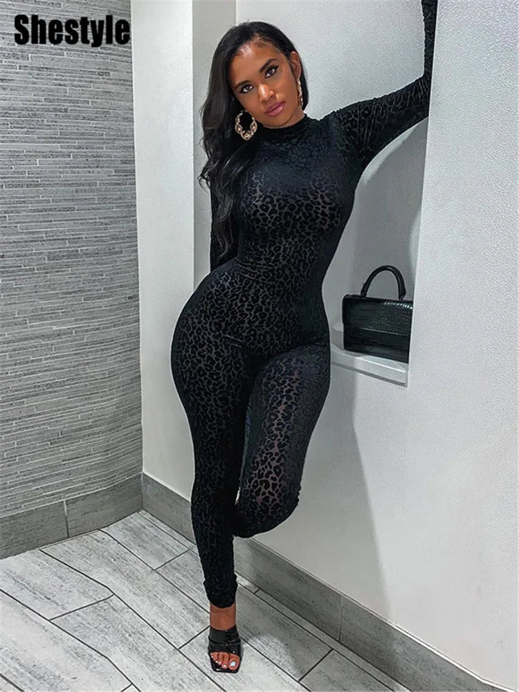 Shestyle Leopard Transparent Jumpsuits