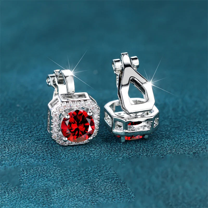 Small Clip White Zircon Round Stone Earrings