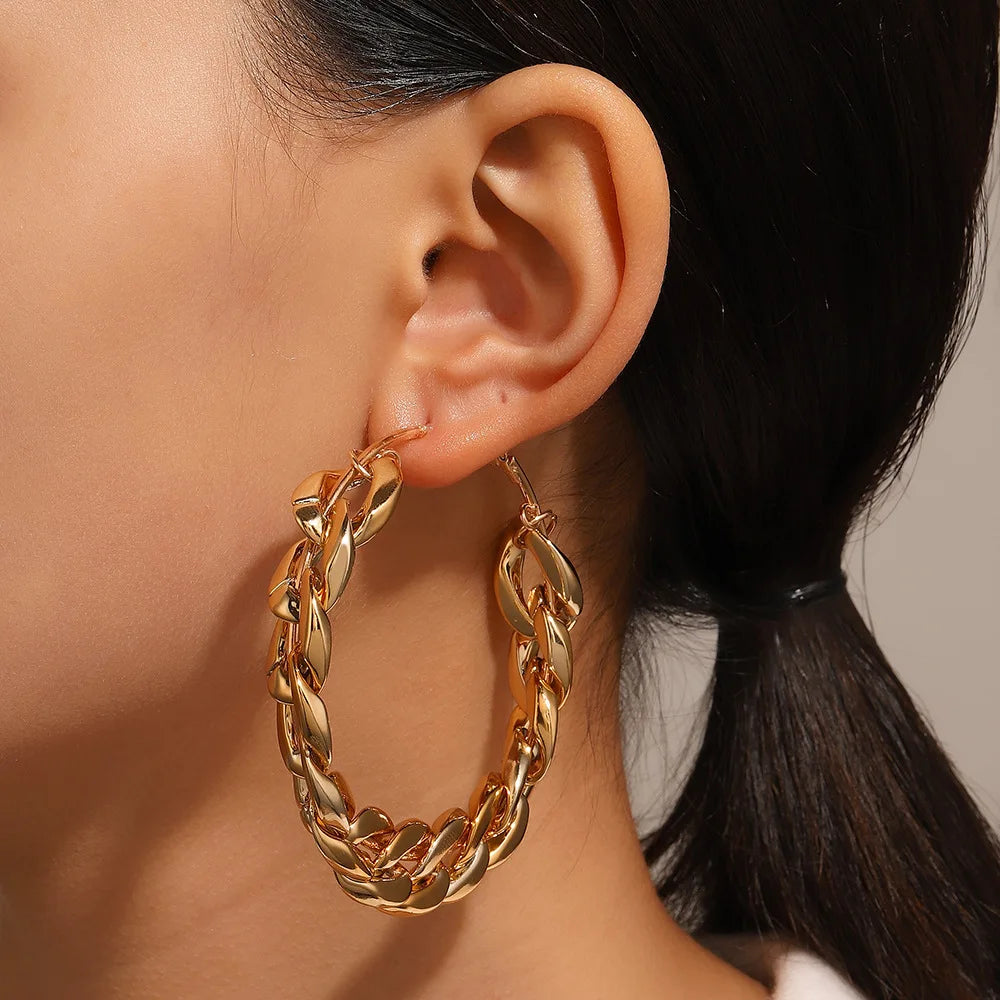 Oversized Chain Hoop Earrings