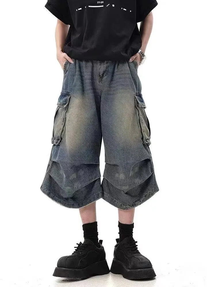 Camouflage Unisex Loose Capris Street Style Cargo Shorts