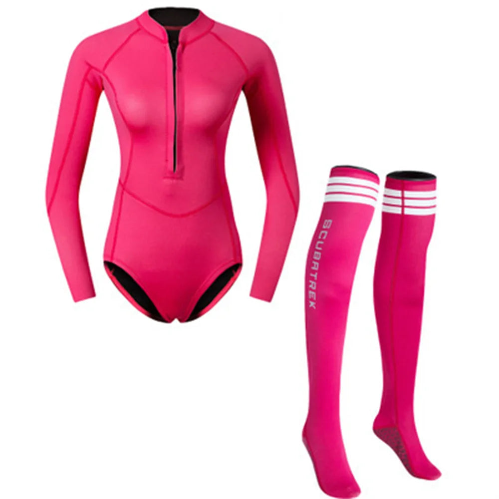 Summer Women 2MM Neoprene Bikini Wetsuit With Stocking Set