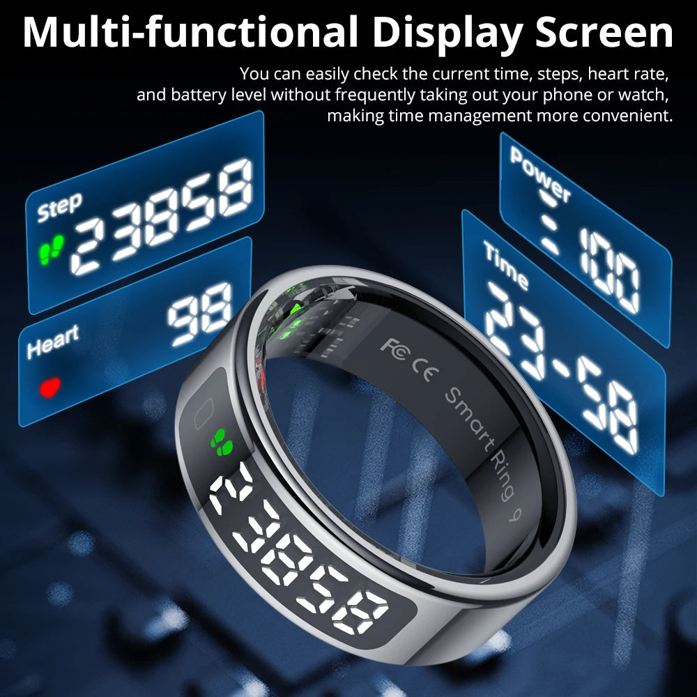 Smart Ring with Display Screen and Touch, Health Manager