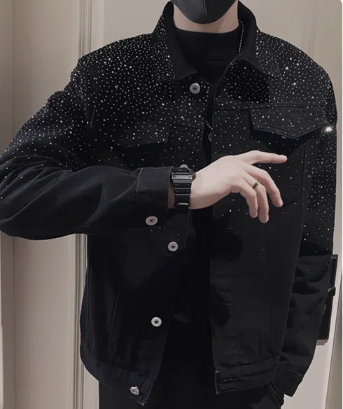 Men's Chic Denim Hot Diamond Denim Jackets
