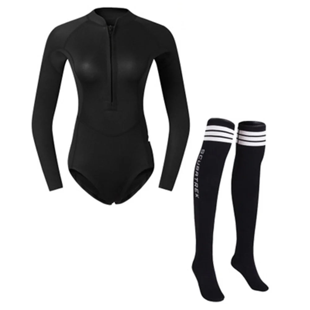 Summer Women 2MM Neoprene Bikini Wetsuit With Stocking Set