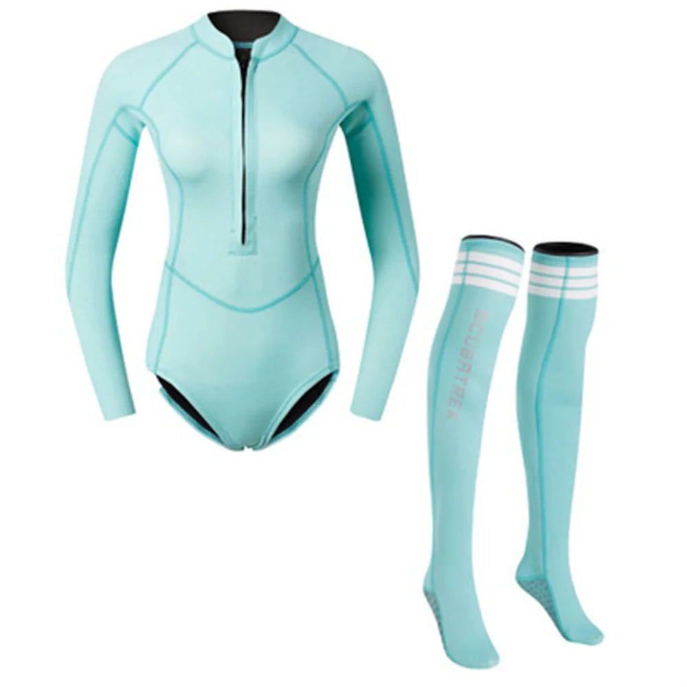 Summer Women 2MM Neoprene Bikini Wetsuit With Stocking Set