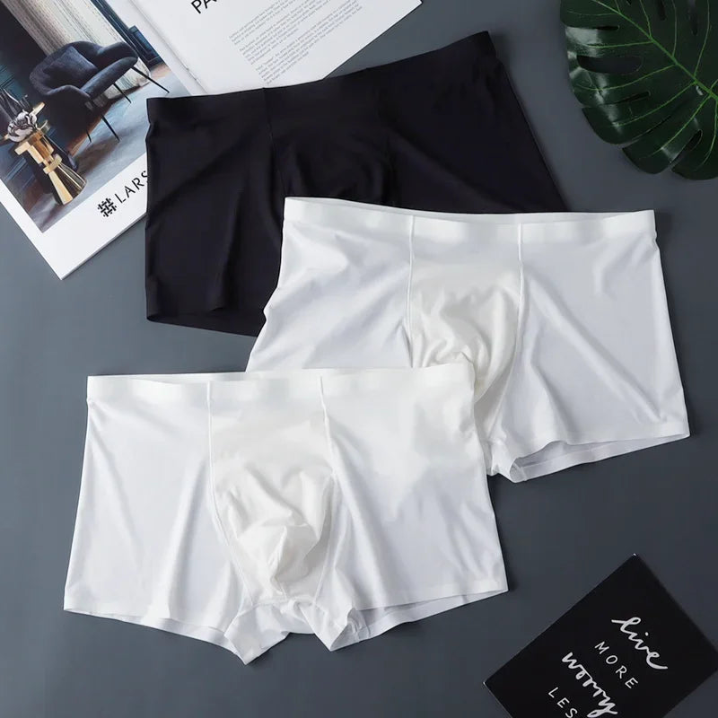 3pcs/pack U Pouch Mens Seamless Ice Silk Boxer