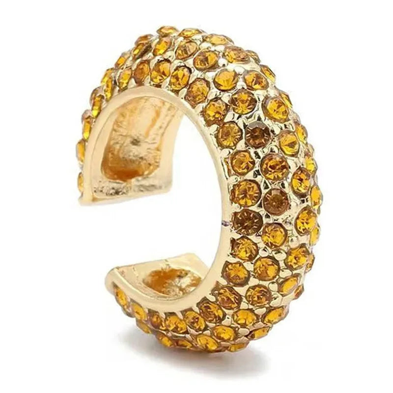 C-Shape Colorful Rhinestones Bohemian Ear Cuff Luxury Clip On