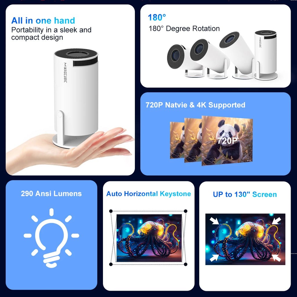 Magcubic Projector HY300 Pro 4K Android 11 Dual Wifi6 290ANSI