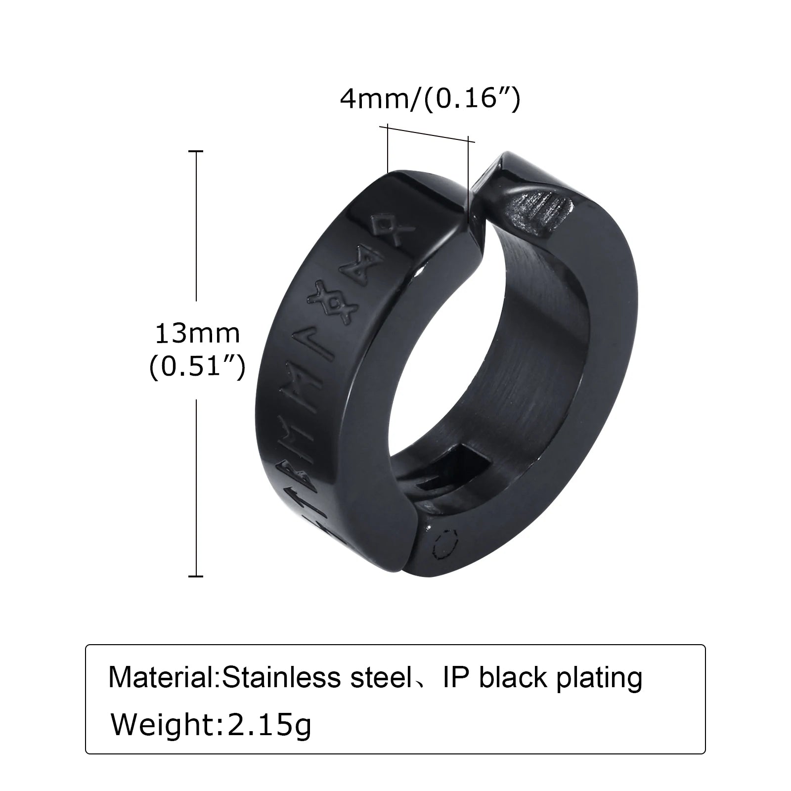 Mens Norse Viking Runes Ear Clips Earrings