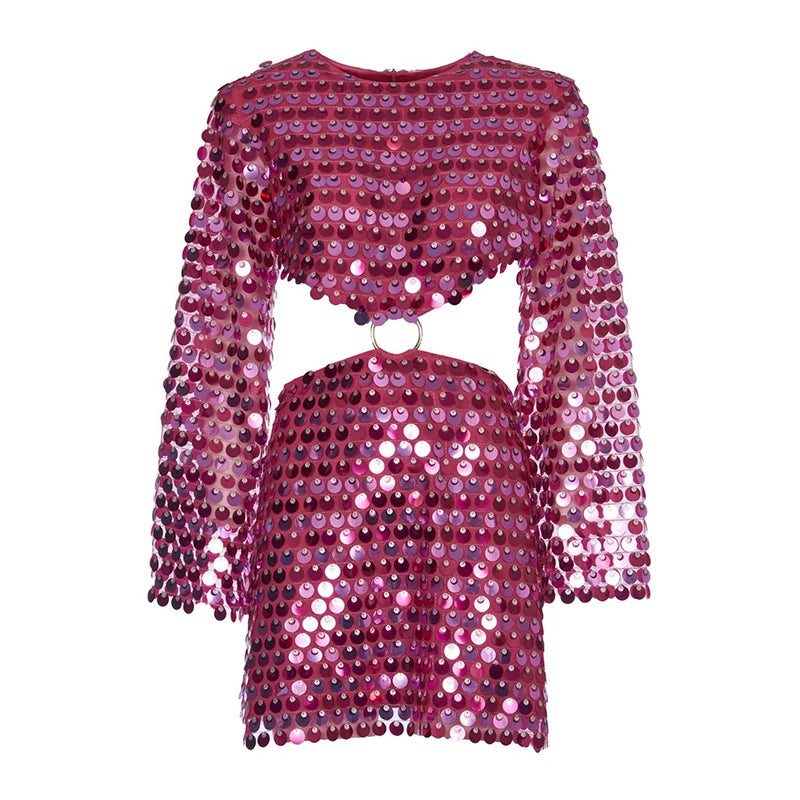 Sequins Hollow Out Mini Dress