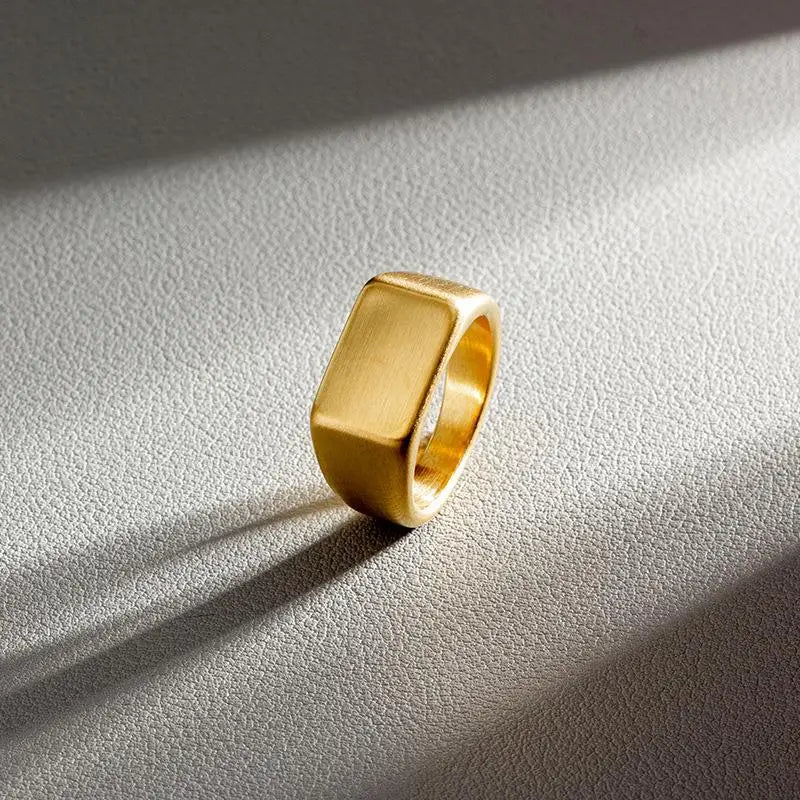 Classic Frosted/Smooth Tops Men's  Signet Ring