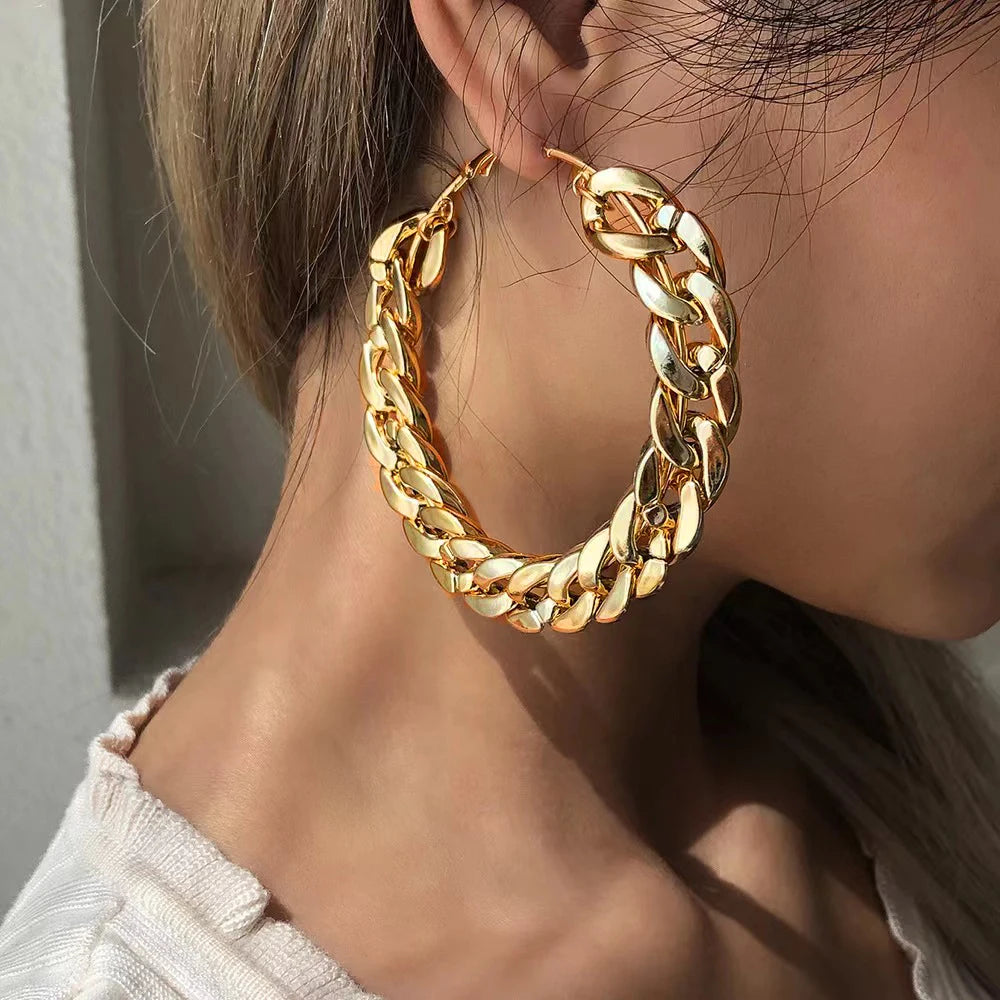 Oversized Chain Hoop Earrings