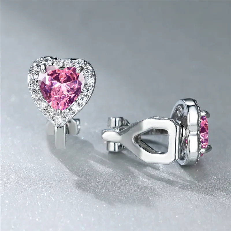 Female Cute Small Clip Earrings White Zircon Round Stone Earrings