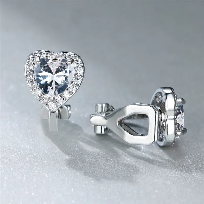 Small Clip White Zircon Round Stone Earrings