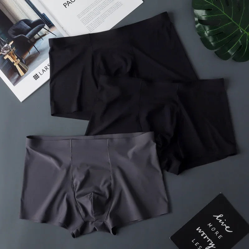 3pcs/pack U Pouch Mens Seamless Ice Silk Boxer
