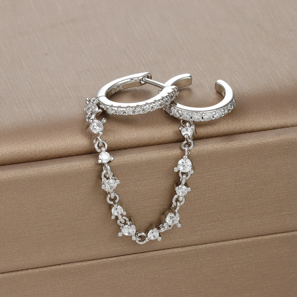 Crystal Chain Drop Earrings Stainless Steel