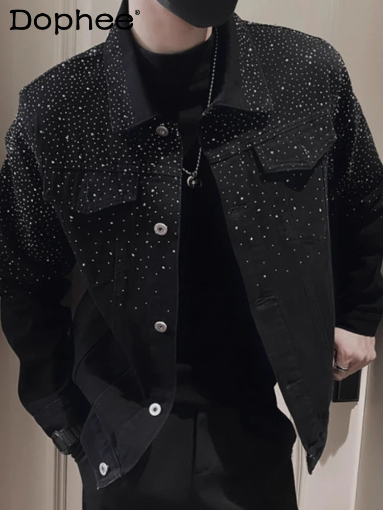Men's Chic Denim Hot Diamond Denim Jackets