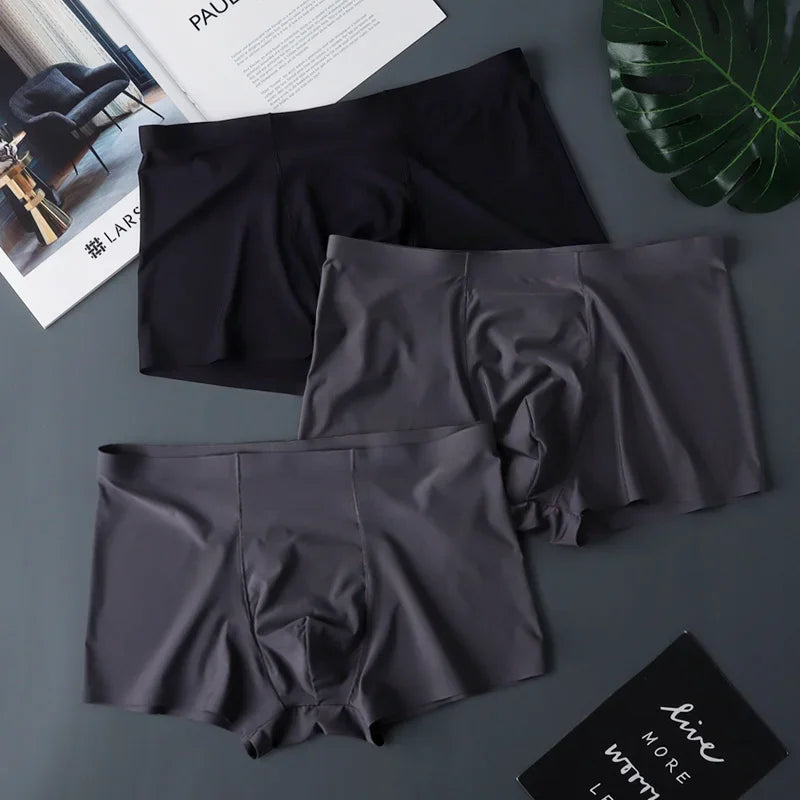 3pcs/pack U Pouch Mens Seamless Ice Silk Boxer