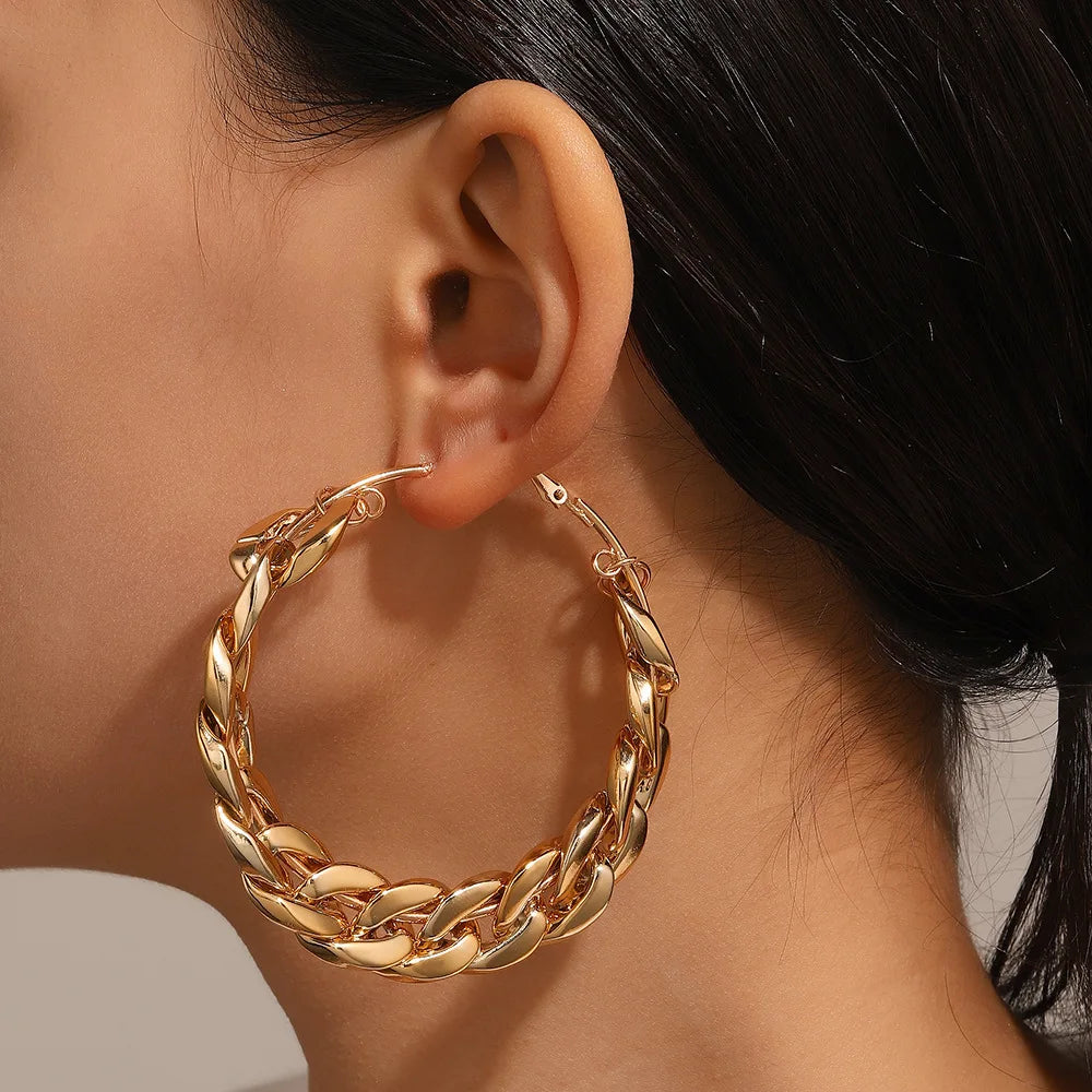 Oversized Chain Hoop Earrings