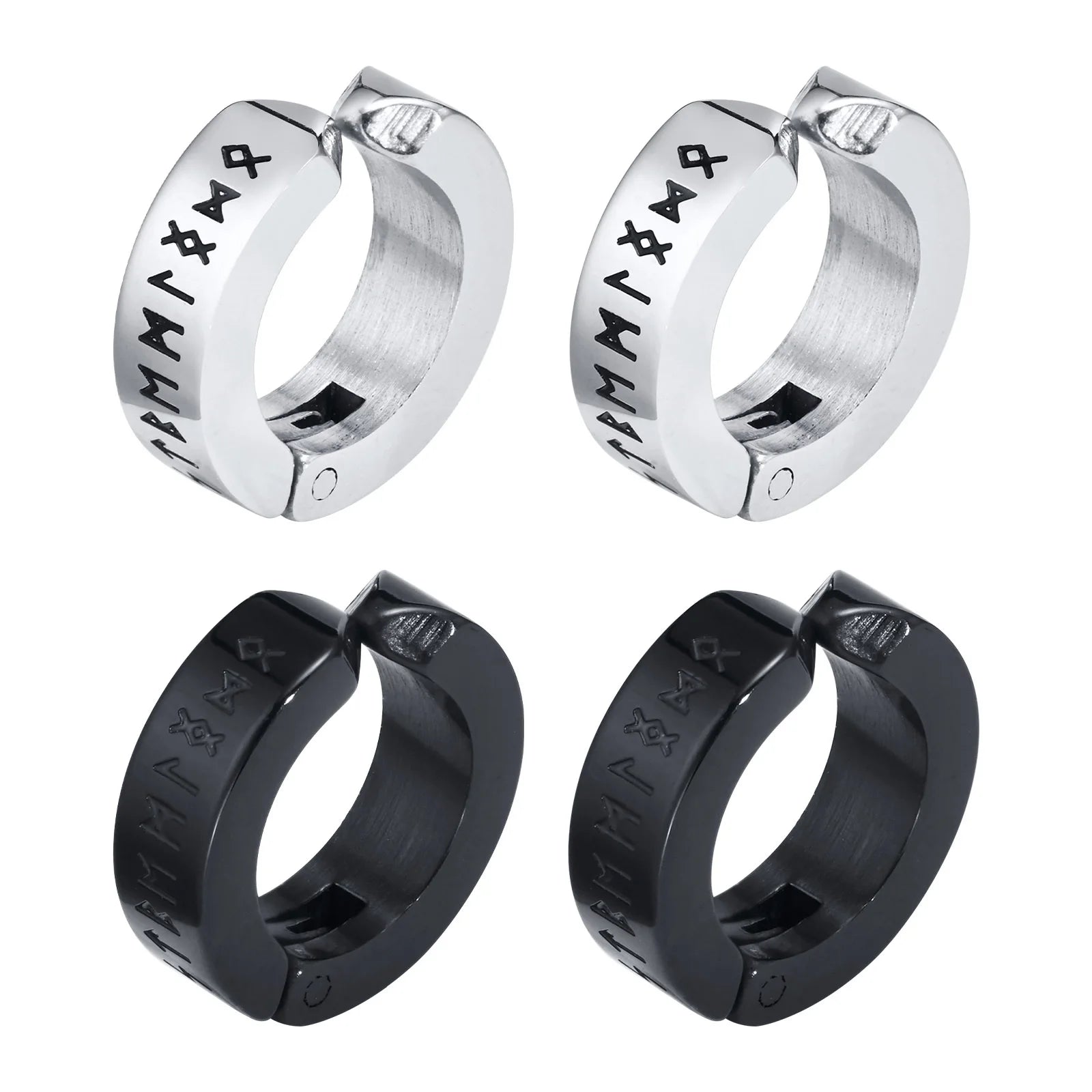 Mens Norse Viking Runes Ear Clips Earrings