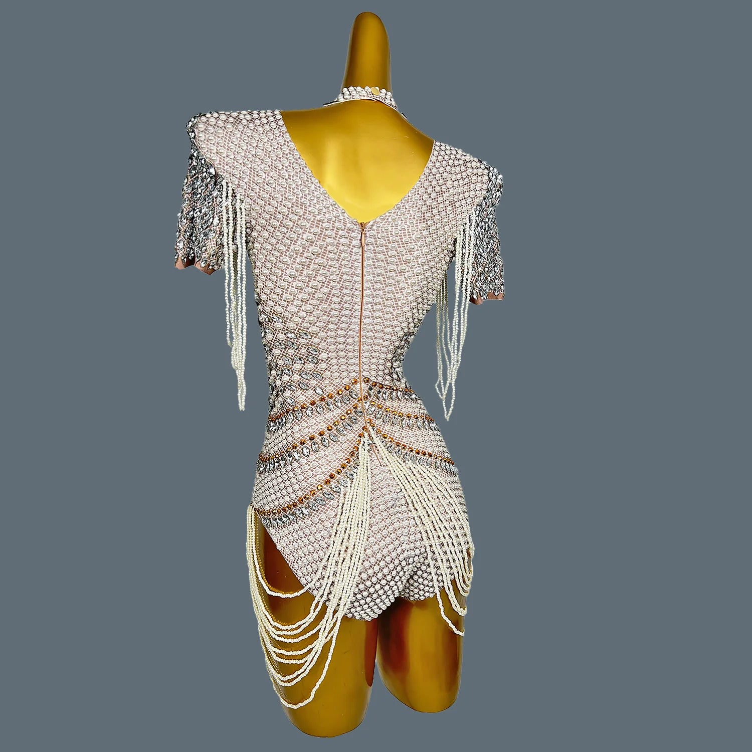 White Beaded Pearls Bodysuit