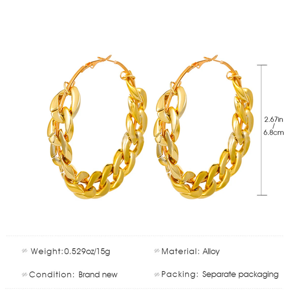 Oversized Chain Hoop Earrings