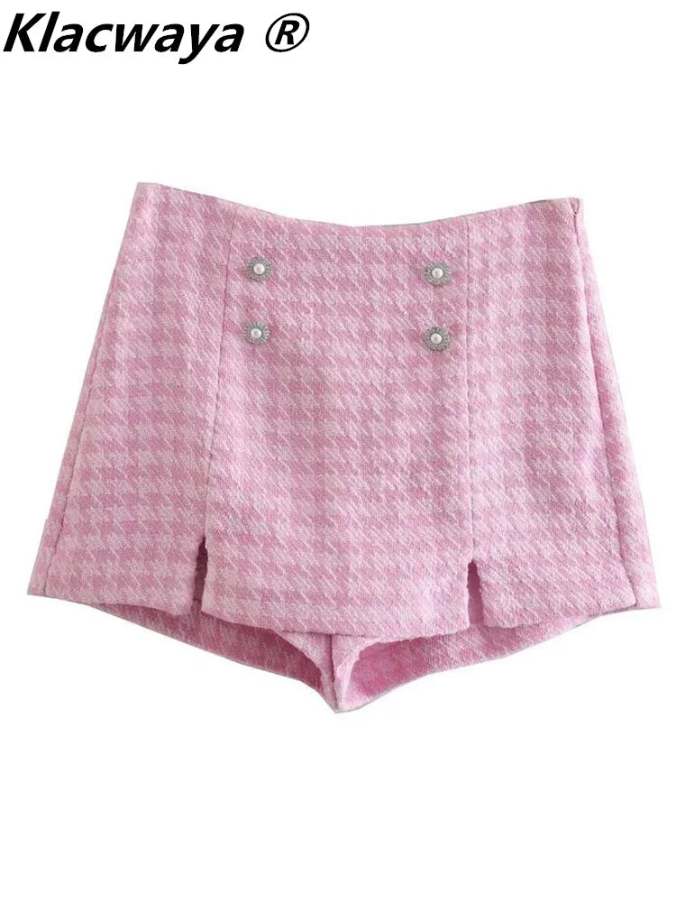 Klacwaya Tweed Set 2 Piece Chic Blazer Sets