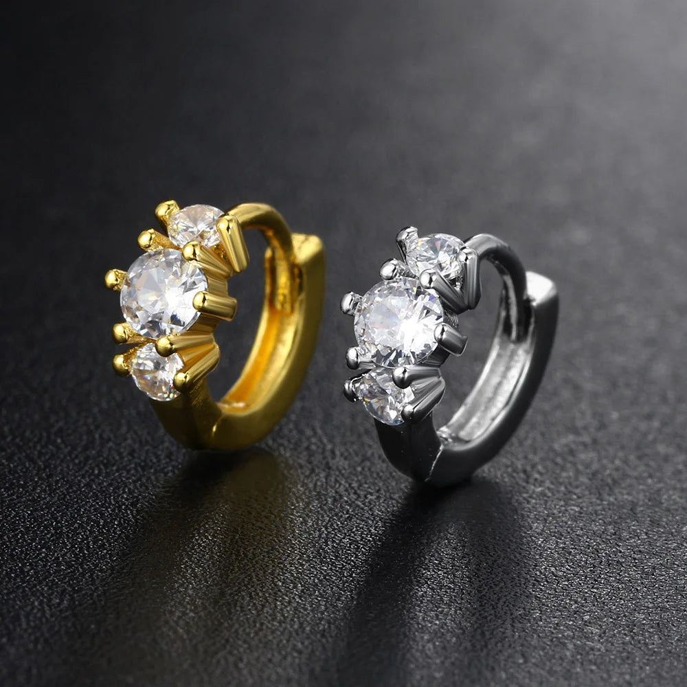 Stainless Steel & Zirconia Crystal Earrings