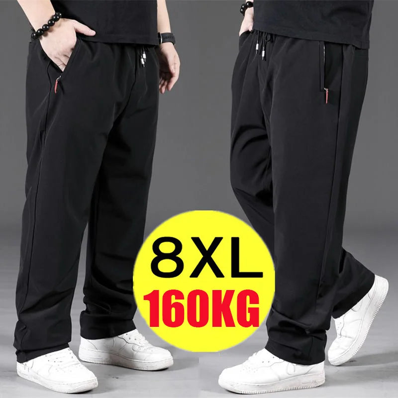 8XL Casual Pants Mens Straight Loose Trousers