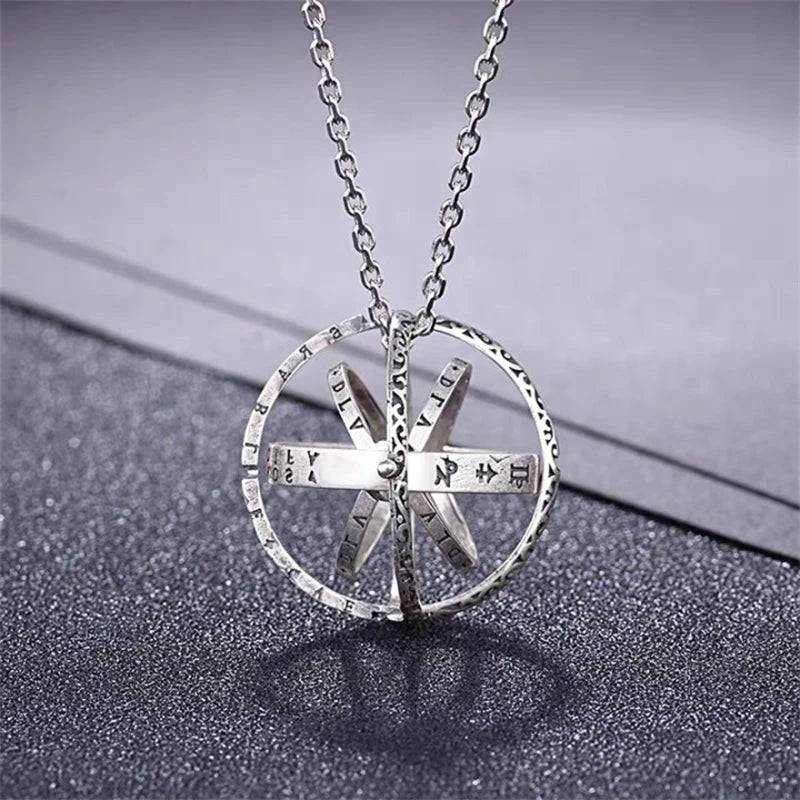 Unisex Vintage Astronomical  Rotating Cosmic Ring Necklace