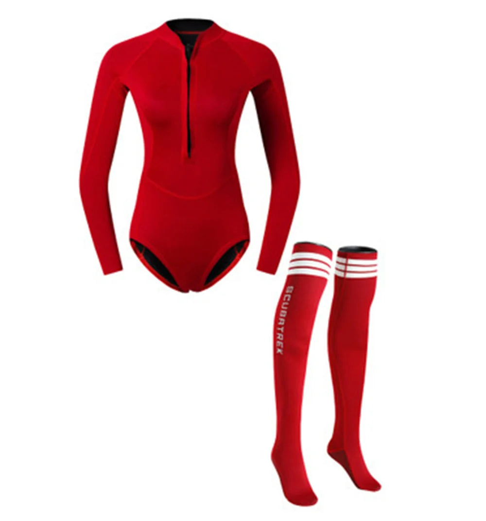 Summer Women 2MM Neoprene Bikini Wetsuit With Stocking Set