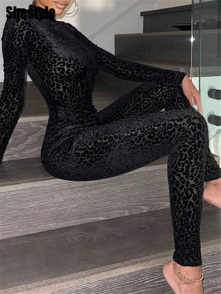 Shestyle Leopard Transparent Jumpsuits