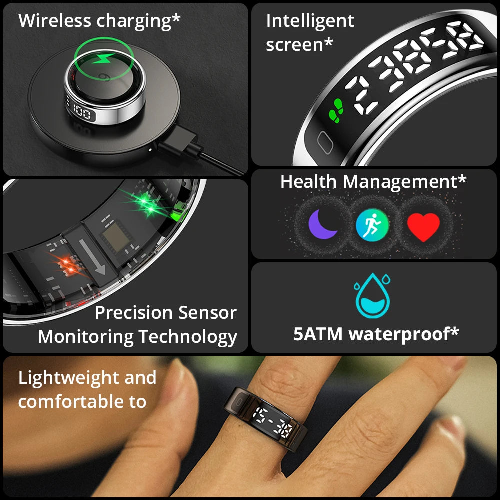 Smart Ring with Display Screen and Touch, Health Manager