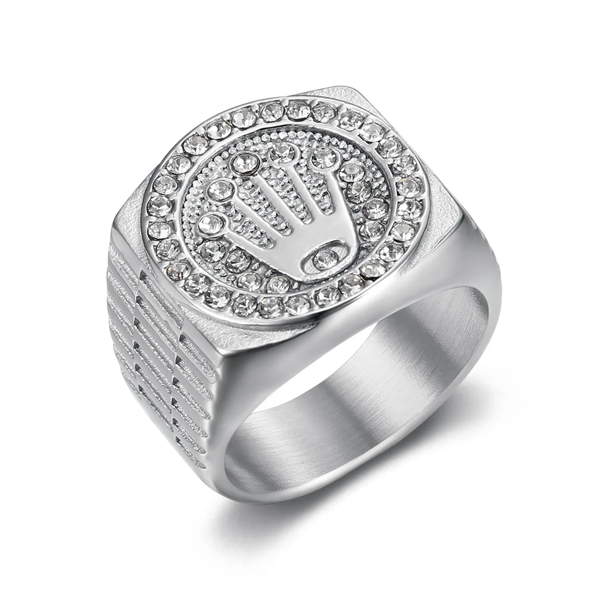 Inlaid Rhinestone Hip Hop Ring