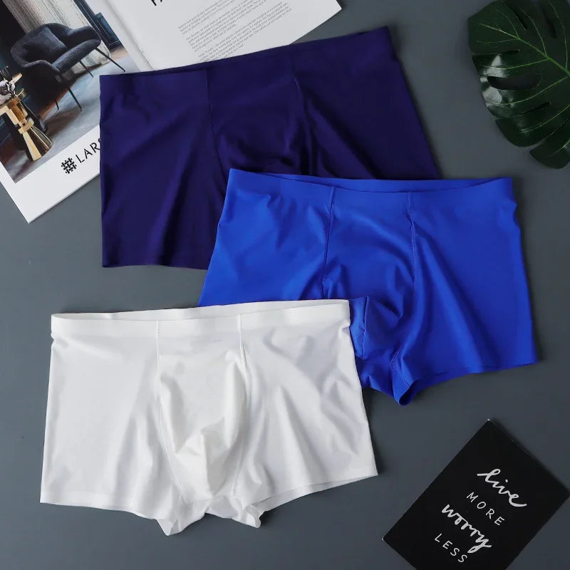 3pcs/pack U Pouch Mens Seamless Ice Silk Boxer