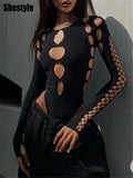Hollowed Out Back Bodysuit by SheStyle