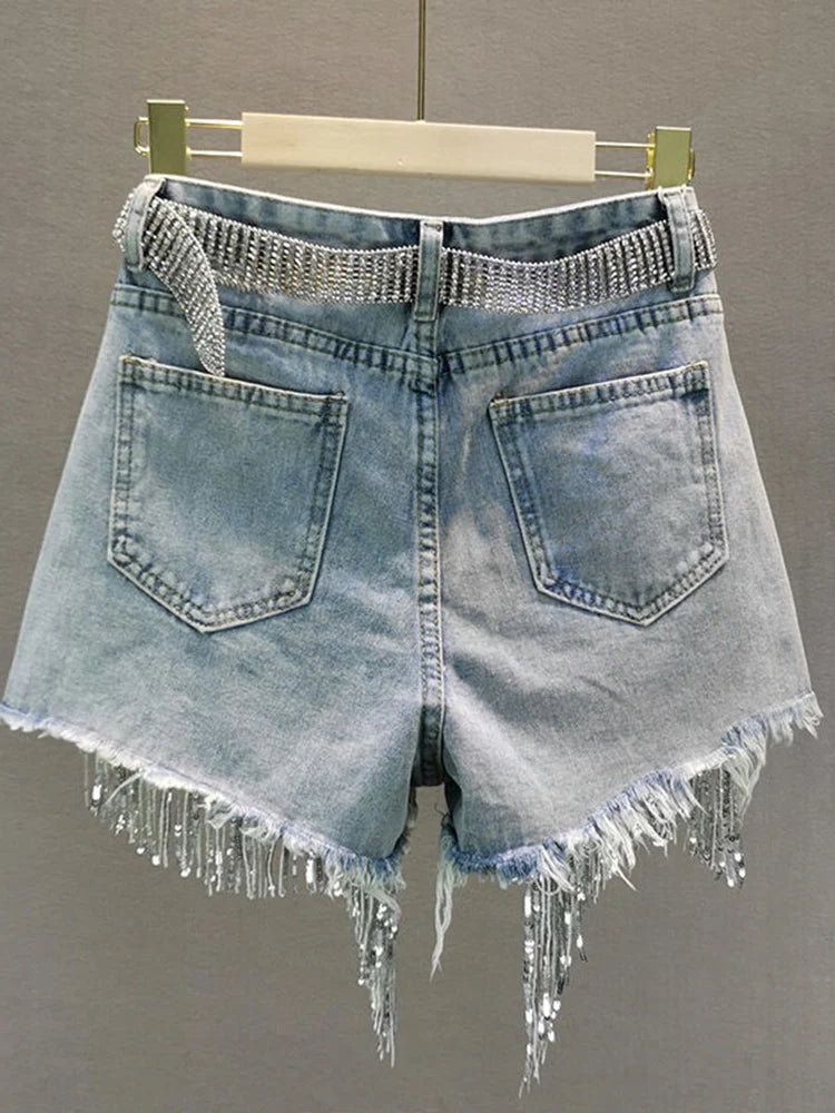Summer Elegant Shorts Lady Tassel Beading