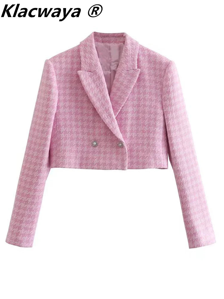 Klacwaya Tweed Set 2 Piece Chic Blazer Sets