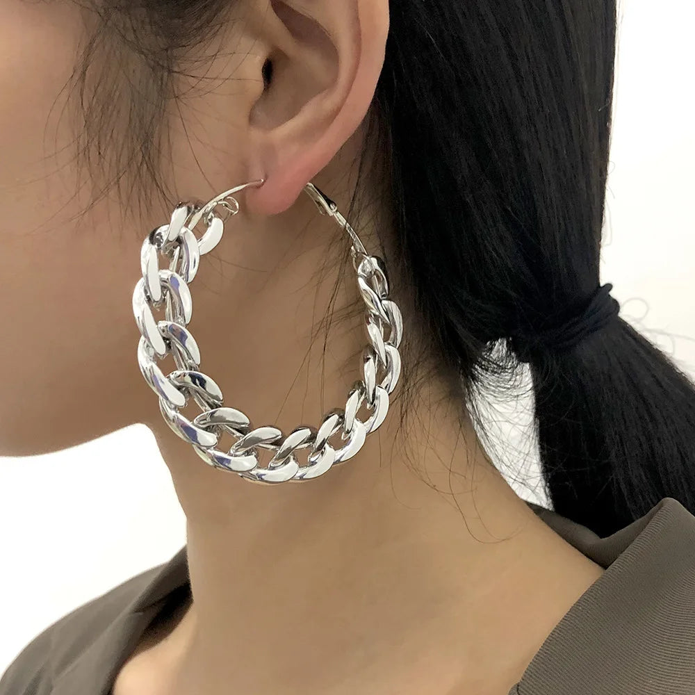 Oversized Chain Hoop Earrings