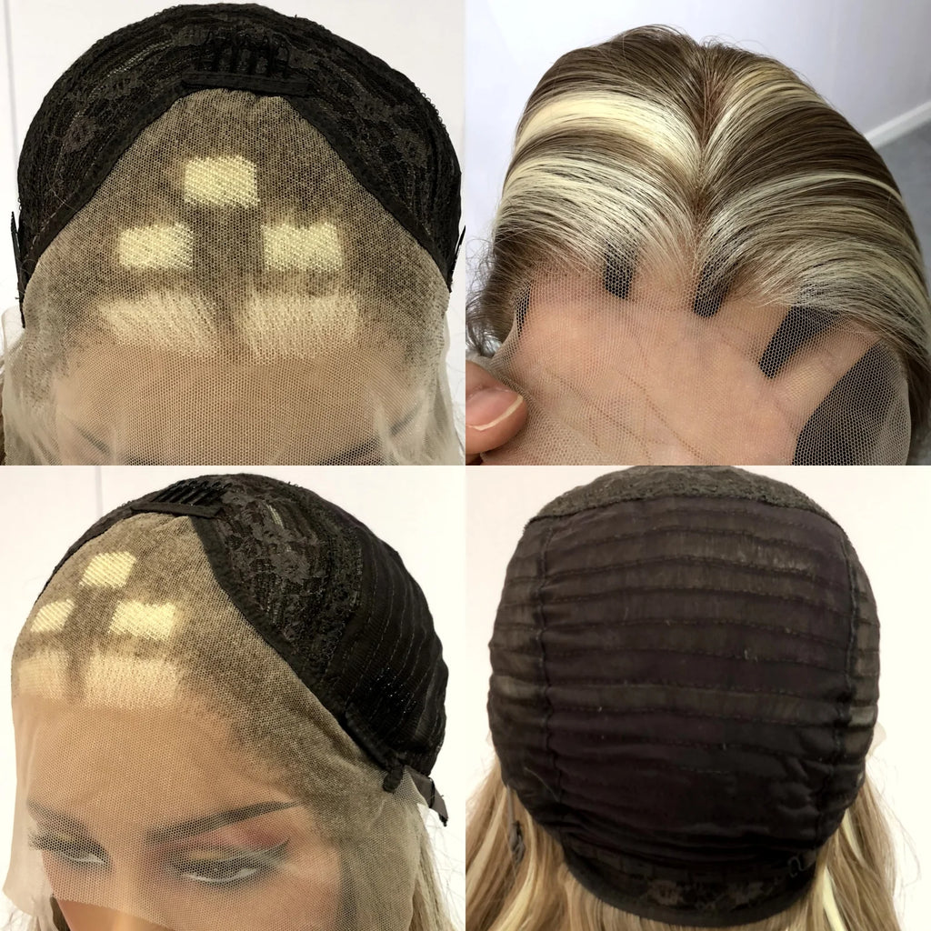 Brown Wig with Ash Blonde Highlights