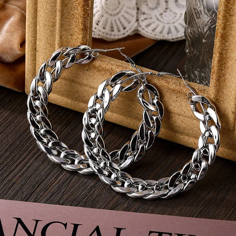 Oversized Chain Hoop Earrings
