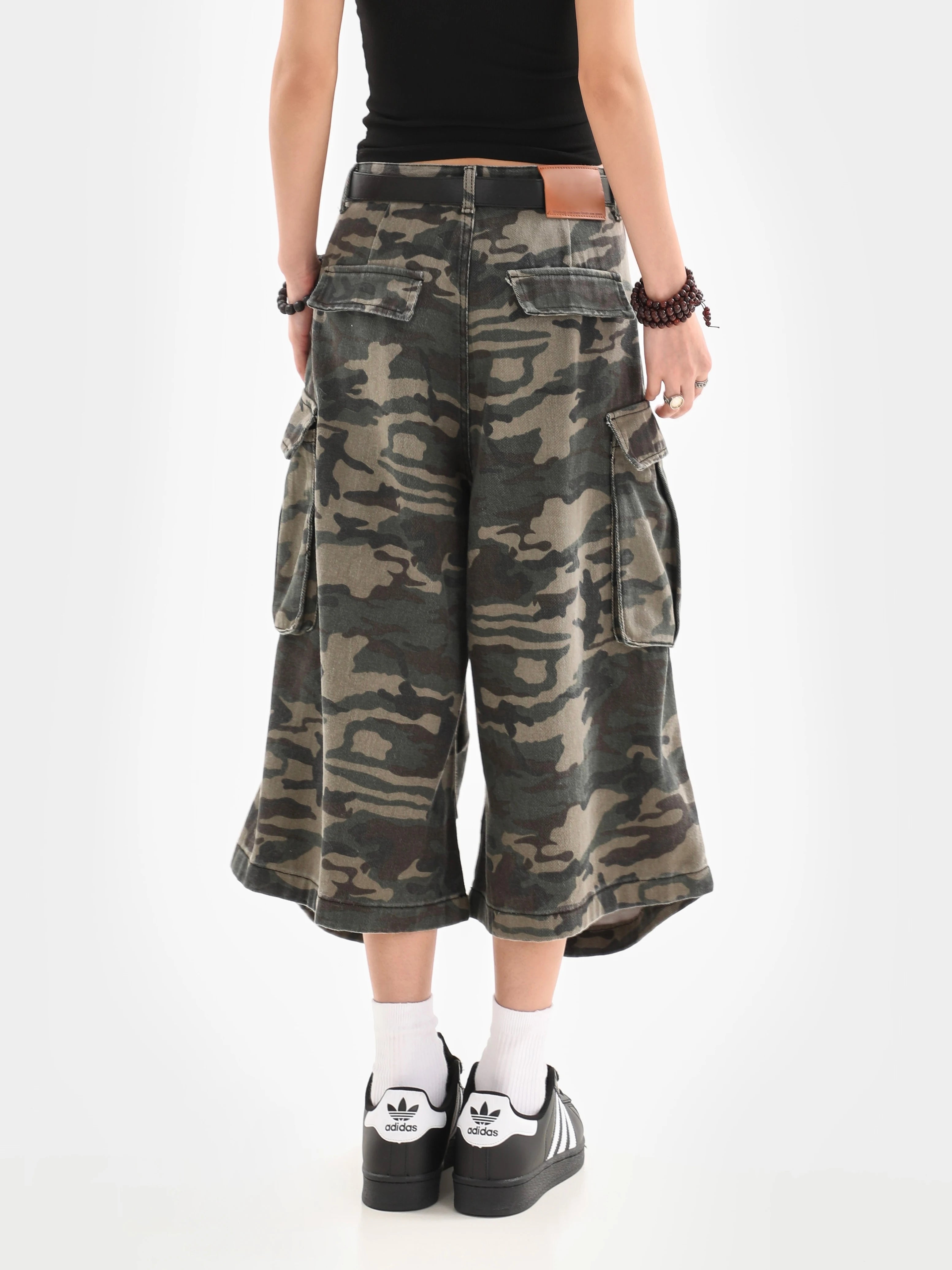Camouflage Unisex Loose Capris Street Style Cargo Shorts
